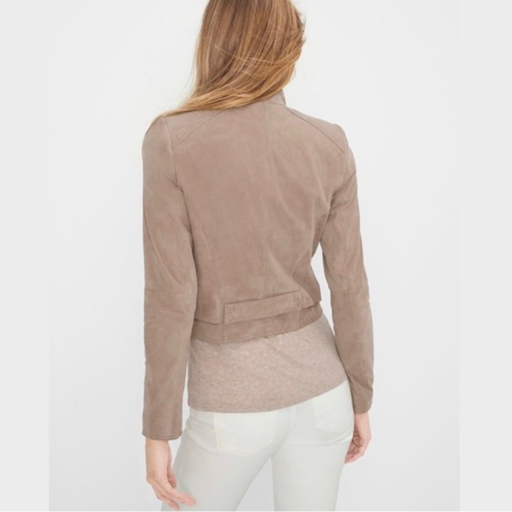 WHBM Suede Flounce Front Jacket Tan XXSP - Picture 5 of 16